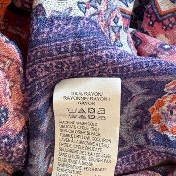 Lucky Brand Tapestry Scarf Print Top Womens Size 3X Pastel Boho Peasant Blouse - Picture 7 of 9